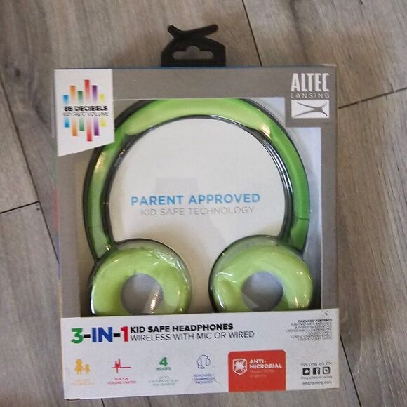 Altec Lansing Kid's Green 3-in-1 Volume Limiting Over the Ear Headphones - Picture 9 of 11